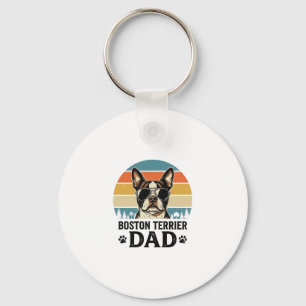Porte-clés Conception Papa Boston Terrier Amant de Chien Vint