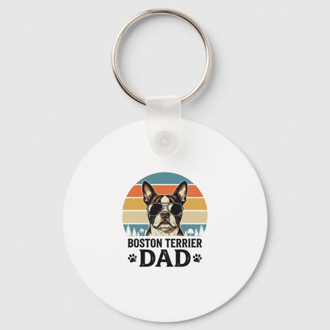 Porte-clés Conception Papa Boston Terrier Amant de Chien Vint (Recto)
