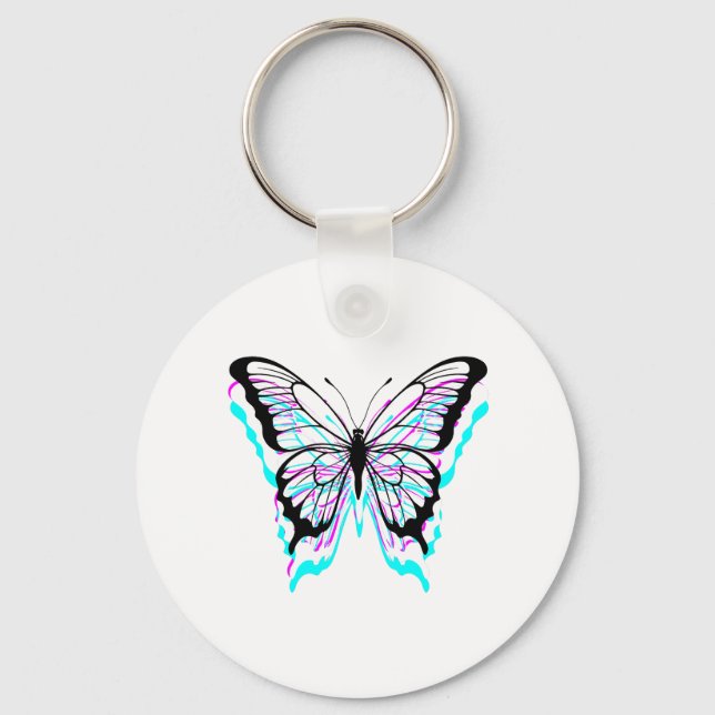 Porte-clés Conception Papillon Glitch (Recto)
