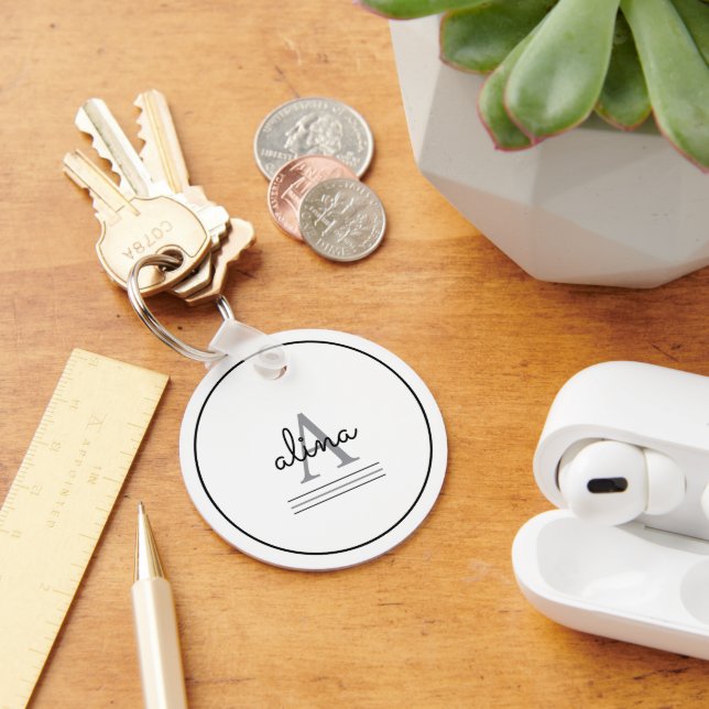 Porte-clés Conception personnalisée simple Monogramme (Bureau)