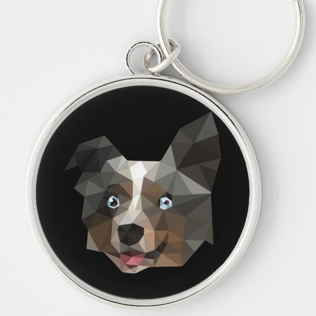 Porte-clés Conception polygonale de tête de chien (Devant)