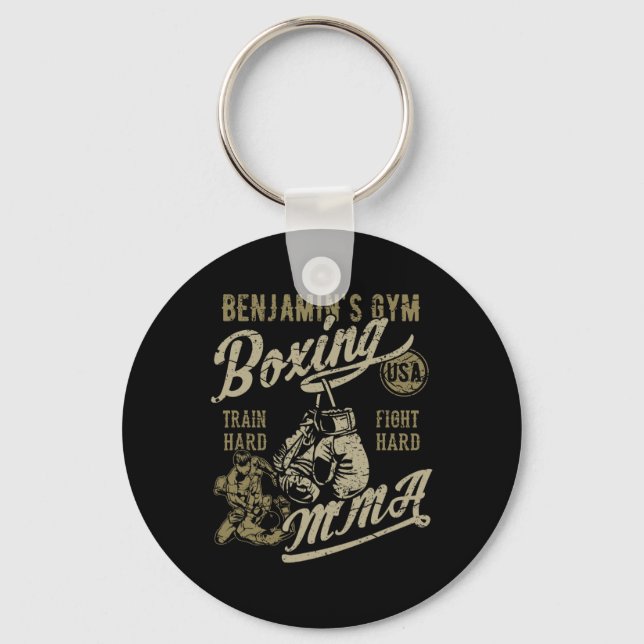 Porte-clés Conception rétro de gym de Benjamin pour le nom (Recto)