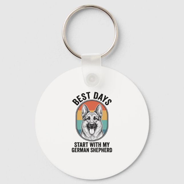 Porte-clés Conception Rétro de l'Amant de Chien de Berger All (Recto)