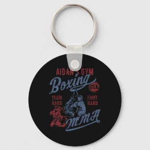 Porte-clés Conception rétro de salle de boxe MMA pour le nom