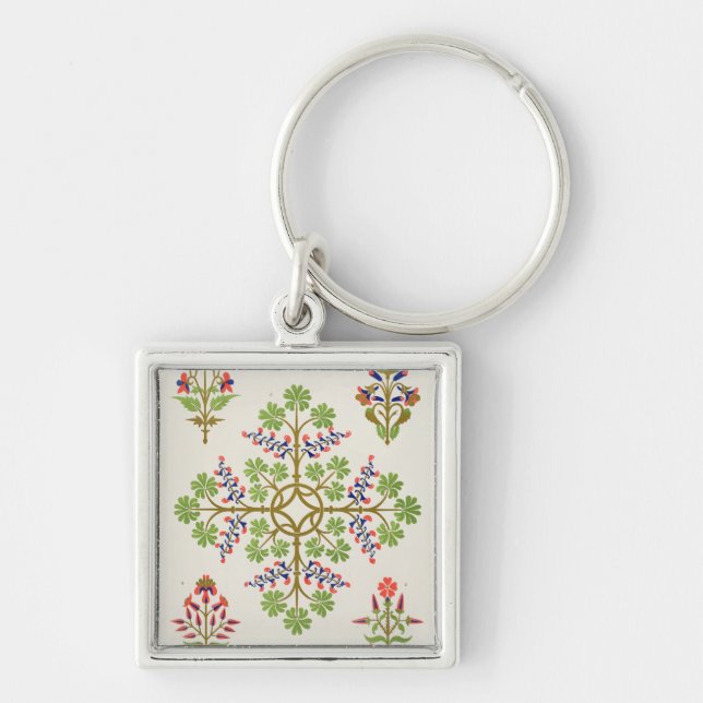 Porte-clés Conception rose de papier peint de motif, imprimée (Devant)