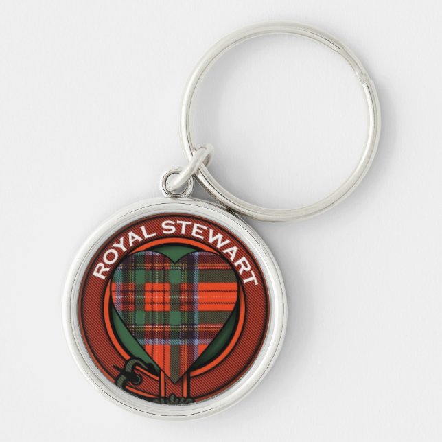 Porte-clés Conception royale de tartan de coeur de Stewart (Devant)