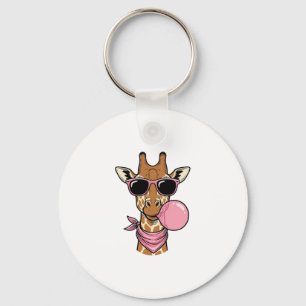Porte-clés Conception vectorielle de chewing-gum girafe gravu