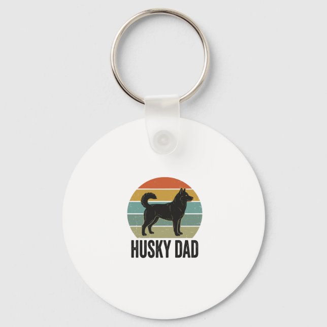 Porte-clés Conception vectorielle de chien rétro Husky Papa V (Recto)