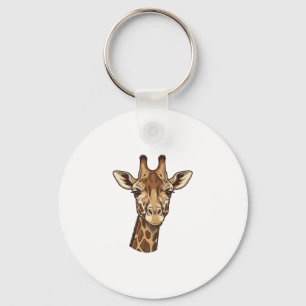 Porte-clés Conception vectorielle de tête de girafe gravée vi