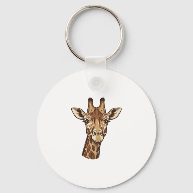 Porte-clés Conception vectorielle de tête de girafe gravée vi (Recto)