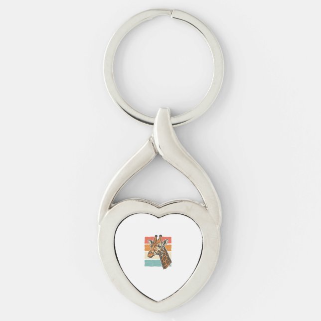 Porte-clés Conception vectorielle de tête de girafe rétro vin (Devant)