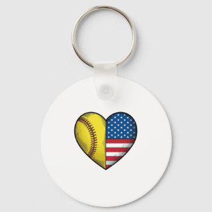 Porte-clés Conception vectorielle vintage de softball USA dra