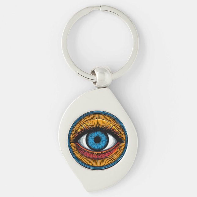 Porte-clés Conception vibrante de mauvais œil artistique (Devant)