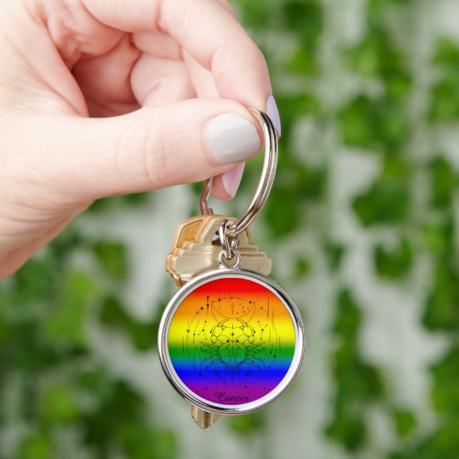 Porte-clés Conception Zodiaque LGBTQ Fierté Arc-en-ciel Astro (main)