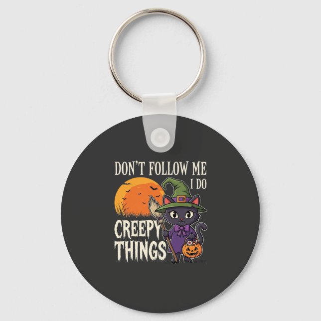 Porte-clés Conceptions de chat de sorcière d'Halloween de cho (Recto)
