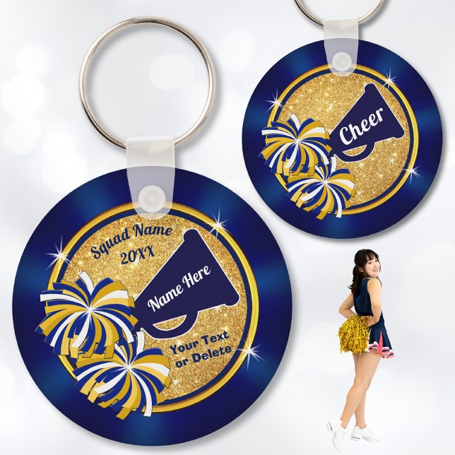 Porte-clés Concours d'idées cadeaux Cheer ou des faveurs de j (Cheap, Cheerleading Souvenirs. Cheer squad gift ideas or Cheerleading Championship Gifts. Blue Gold.)