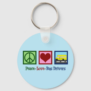 Porte-clés Conducteur de bus de l'école Peace Love