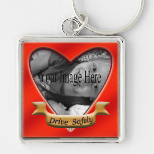 Porte-clés Conduire en toute sécurité Photo Heart Keychain