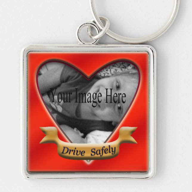 Porte-clés Conduire en toute sécurité Photo Heart Keychain (Devant)