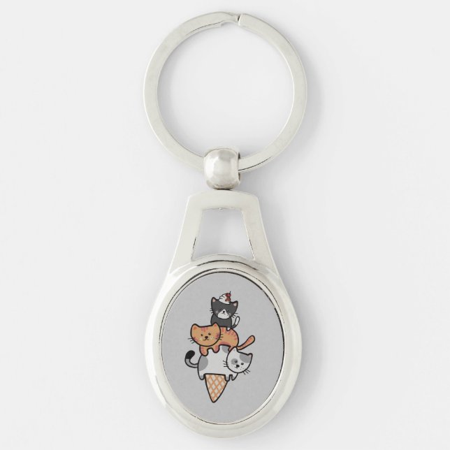 Porte-clés cône de glace chaton (Devant)