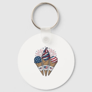 Porte-clés Cônes de glace patriotiques vintage 4 juillet S