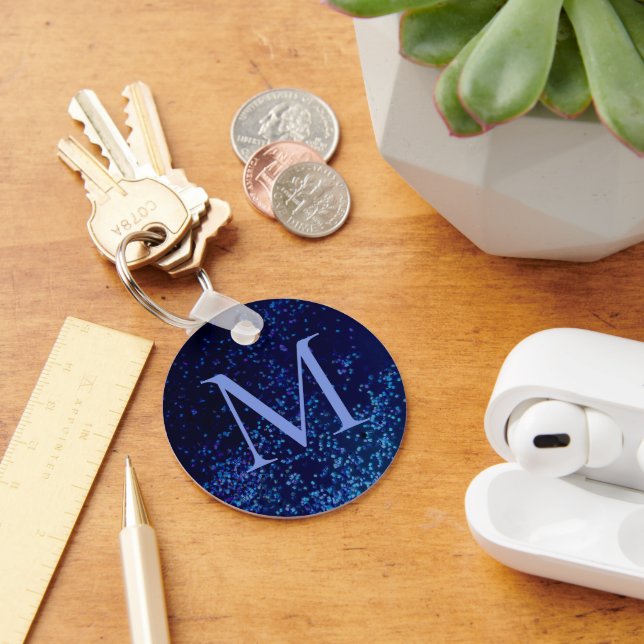 Porte-clés Confetti bleu moyen monogramme (Bureau)
