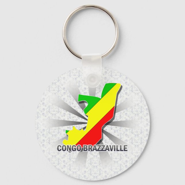 Porte-clés Congo Brazzaville Carte Drapeau 2.0 (Recto)