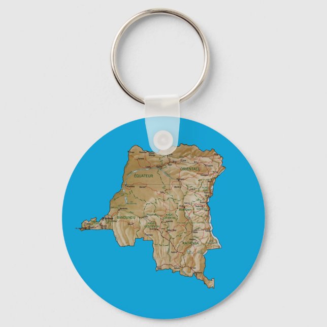 Porte-clés Congo-Kinshasa Map Keychain (Recto)