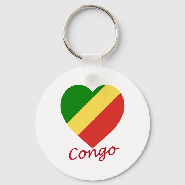 Porte-clés Congo République Drapeau Coeur (Recto)