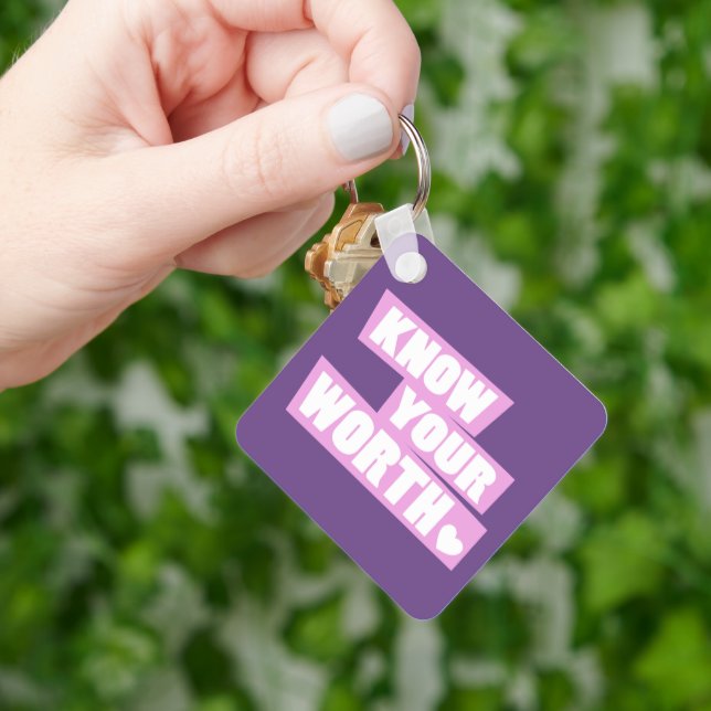 Porte-clés Connaissez votre valeur aimez-vous plus slogan ros (main)