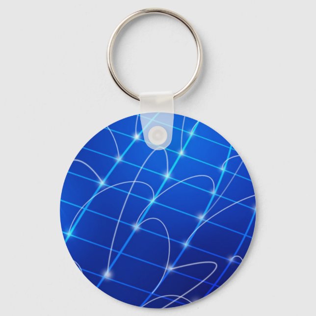 Porte-clés Connexions réseau bleu et blanc (Recto)