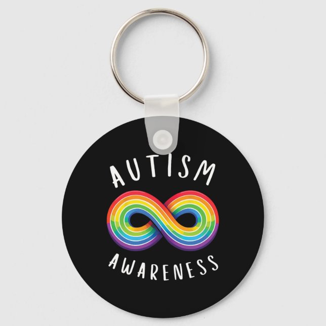 Porte-clés Conscience de l'autisme Infinity Rainbow  (Recto)