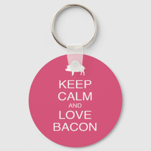 Porte-clés Conserver le calme et l'amour Bacon Imprimer Cadea