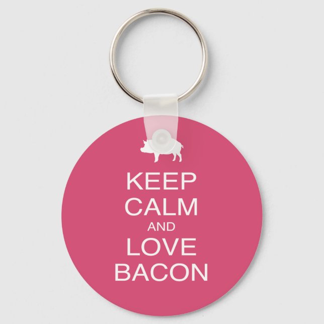 Porte-clés Conserver le calme et l'amour Bacon Imprimer Cadea (Recto)