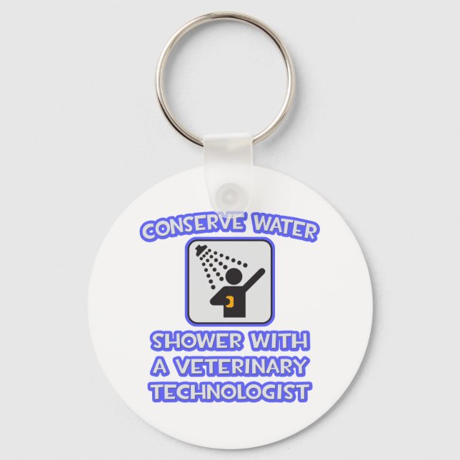 Porte-clés Conserver l'eau .. Douche avec un vétérinaire (Recto)
