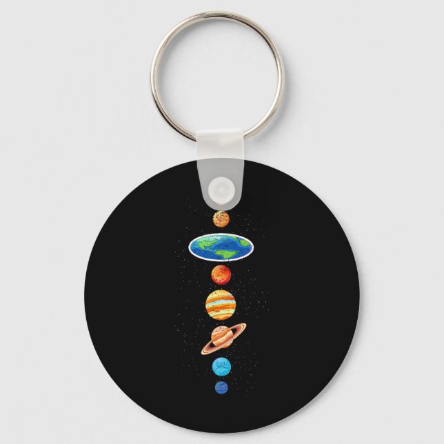 Porte-clés Conspiration Terre Plate - Planètes Système Solair (Recto)