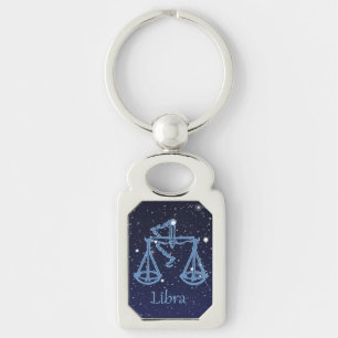 Porte-clés Constellation de la Balance et signe du zodiaque a