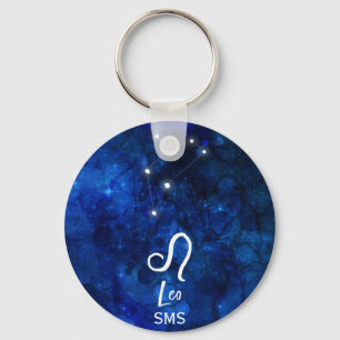 Porte-clés Constellation du zodiaque Lion Galaxie Bleu foncé