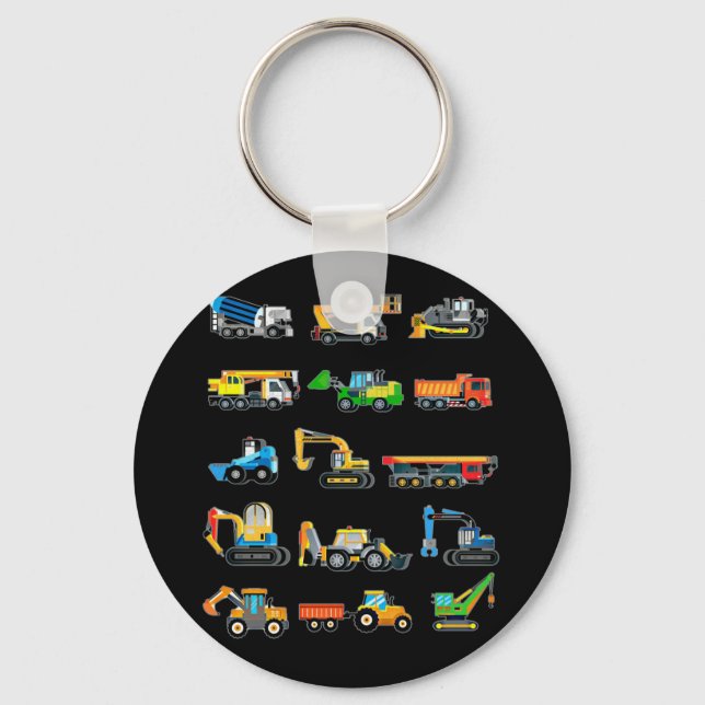 Porte-clés Construction Excavateur Véhicules machines (Recto)