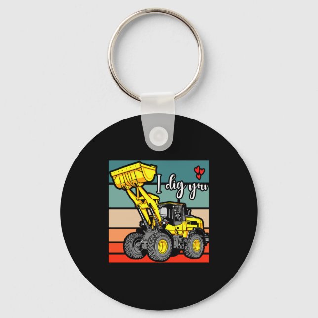 Porte-clés Construction Vehicles Valentines Hearts Excavator  (Recto)