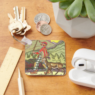 Porte-clés Conte de fées vintage, garçon et vent du nord, Hau