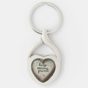 Porte-clés Continuez à avancer - Chaîne de frappe au coeur to