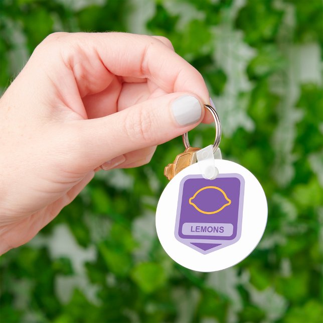 Porte-clés Contour de citron violet et jaune (Créateur téléchargé)