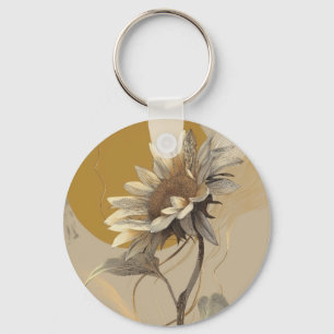 Porte-clés Contour de tournesol minimaliste neutre