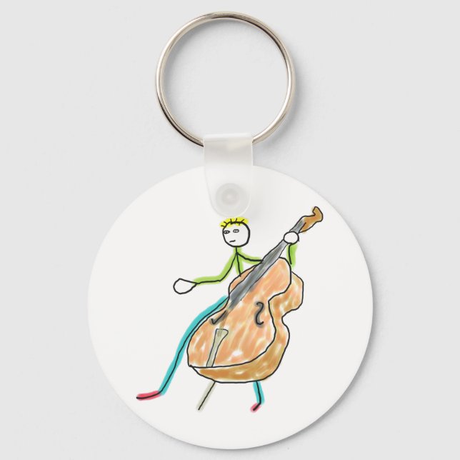 Porte-clés Contrebassiste Stickman (Recto)