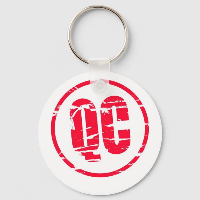 Porte-clés Contrôle qualité QC effet tampon rouge (Recto)