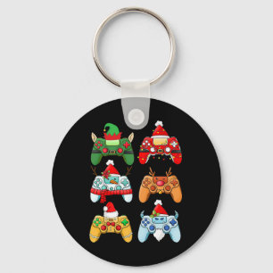 Porte-clés Contrôleur de jeu Noël Santa Hat Gamer Boys Xma