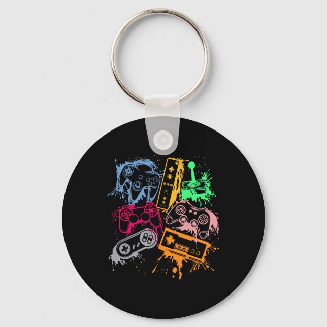 Porte-clés Contrôleurs de console de jeu vidéo Retro 80's 90' (Recto)