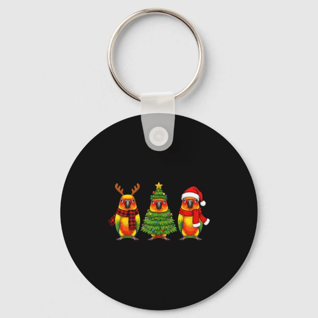Porte-clés Conure soleil Noël rétro Perruche Santa Renne  (Recto)