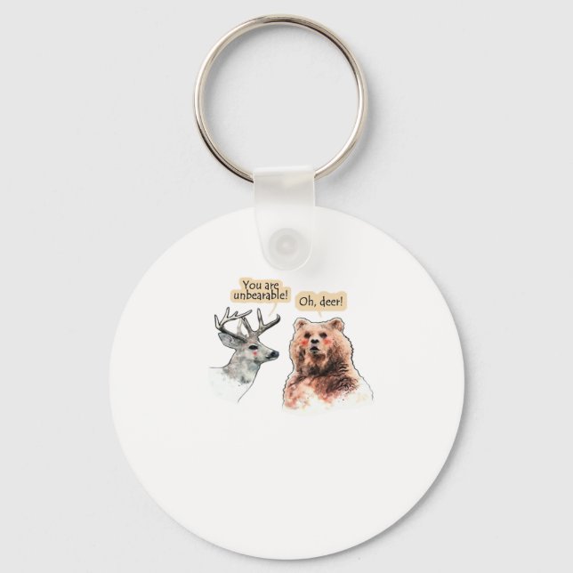 Porte-clés conversation drôle ours et cerf faune (Recto)